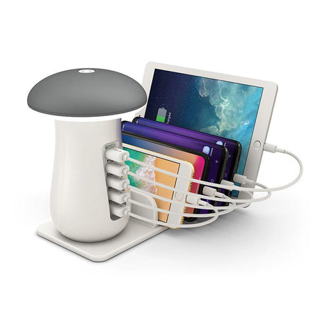 FIELUX 5 Port USB Charging Station with Mushroom Led Light - FIELUX.COM